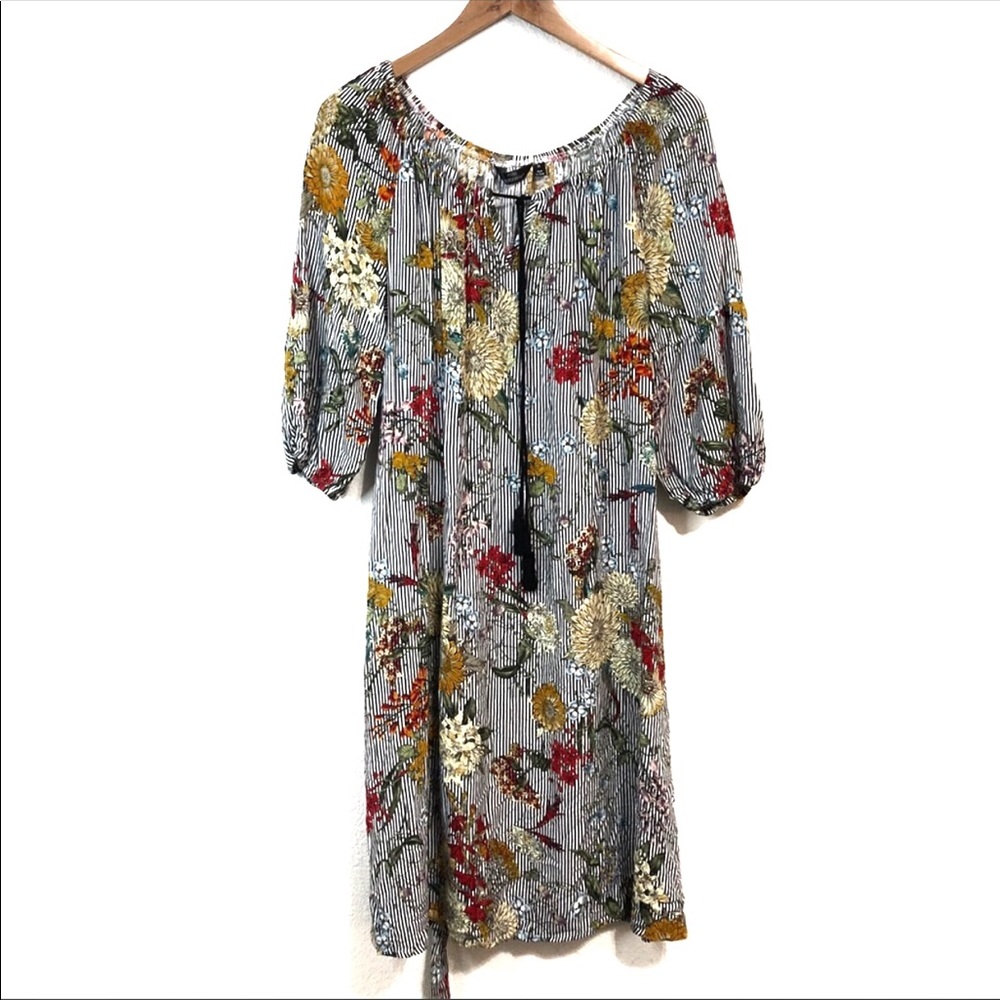 Mlle Gabrielle Striped Floral Dress